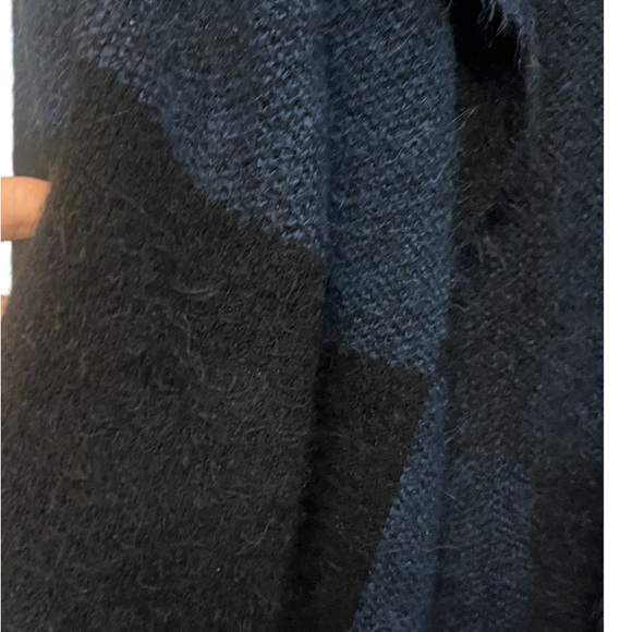 North Style Color Block Long Line Open Front Fuzzy Duster Cardigan Sweater M - Picture 2 of 13